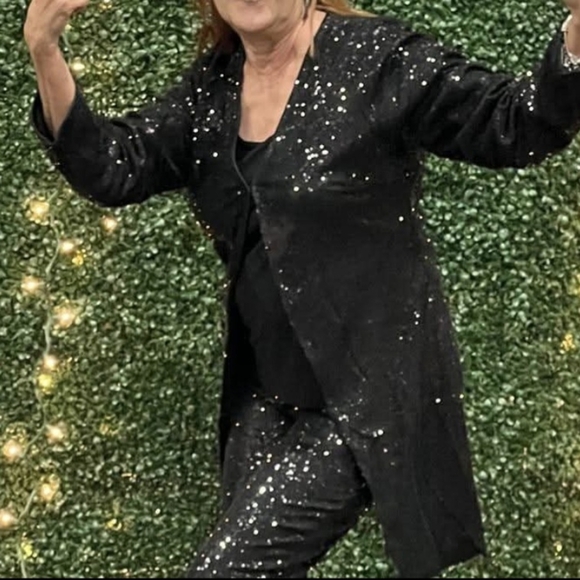 Anna-Kaci Black Sequin Embellished Open Front Sequin Jacket Women Size Medium - Picture 16 of 16